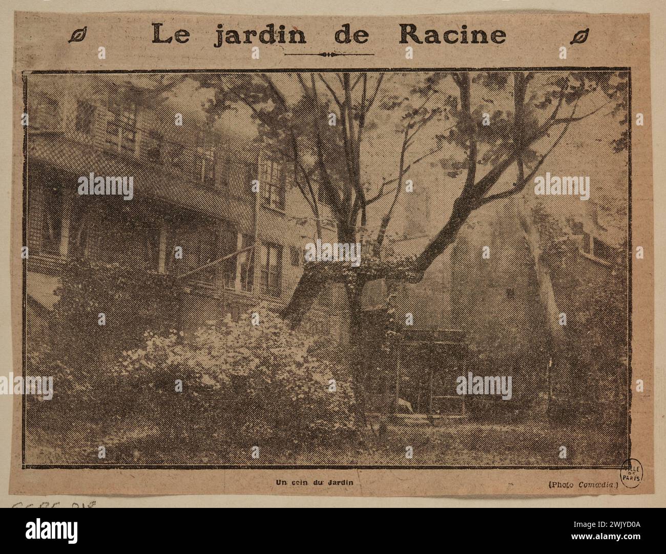 Anonyme, le jardin de racine / Un coin de jardin / Comoedia 30 septembre 1920 (titre enregistré (lettre)), 1920. Procédé photomécanique. Musée Carnavalet, histoire de Paris. Banque D'Images