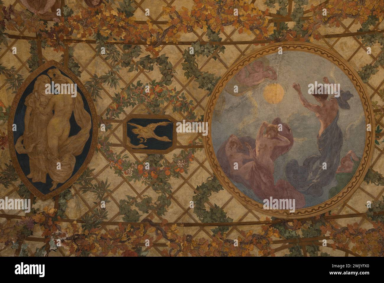 Paul-Albert Baudouin (1844-1931) 'Poésie et brumaire - voûte du péristyle, jardin intérieur, petit palais'. Fresque. 1909-1910. Musée des Beaux-Arts de la ville de Paris, petit Palais. 99859-15 année 1900, beau temps, décor peint, fresque, 20ème XXème XX 20ème XXème siècle Banque D'Images