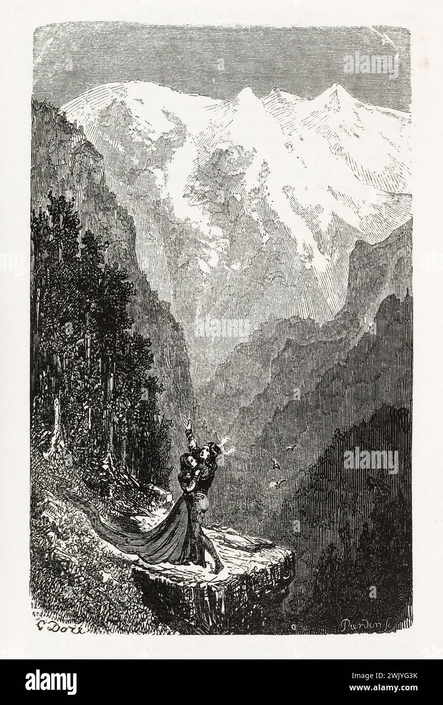 Gustave Doré (1832-1883), designer et Paul Riault (XIXe siècle), graveur. Béatité des Chastelains. Illustration pour Honoré de Balzac, 'les contes Dranitiques', Paris : Société générale de librairie, 1855'. Paris, Maison de Balzac. 101791-27 gravure sur bois, illustration d'une œuvre littéraire, 19e 19e 19e 19e 19e xixe siècle, gravure Banque D'Images