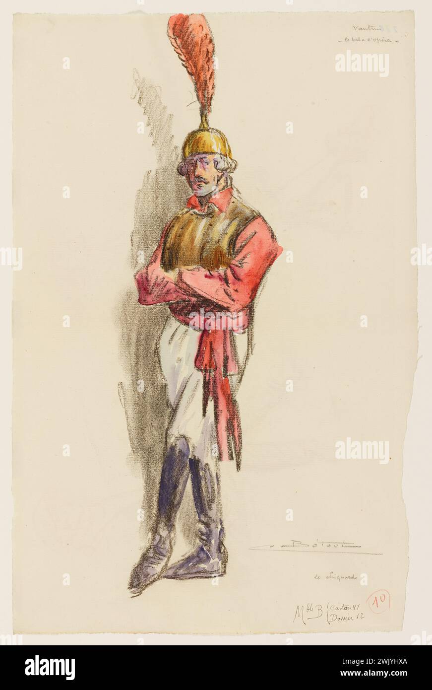 Béton, Charles (n.1869 - D.1948), le Chicard (titre enregistré (lettre)), 1922. Dessin Fcharte et aquarelle sur papier verdoyant. Maison Balzac. Banque D'Images