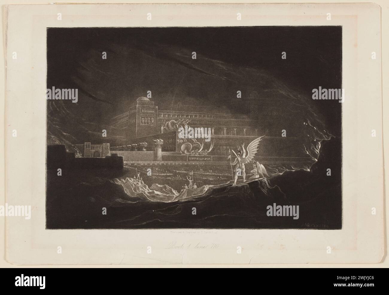 Martin, John (N.1789-07-19-D.1854-02-17), Pandemonium-LE Paradite Lost, de John Milton, livre 1, vers 710 (titre fictif), 1858. Noir et gravure. Maisons de Victor Hugo Paris - Guernesey. Banque D'Images
