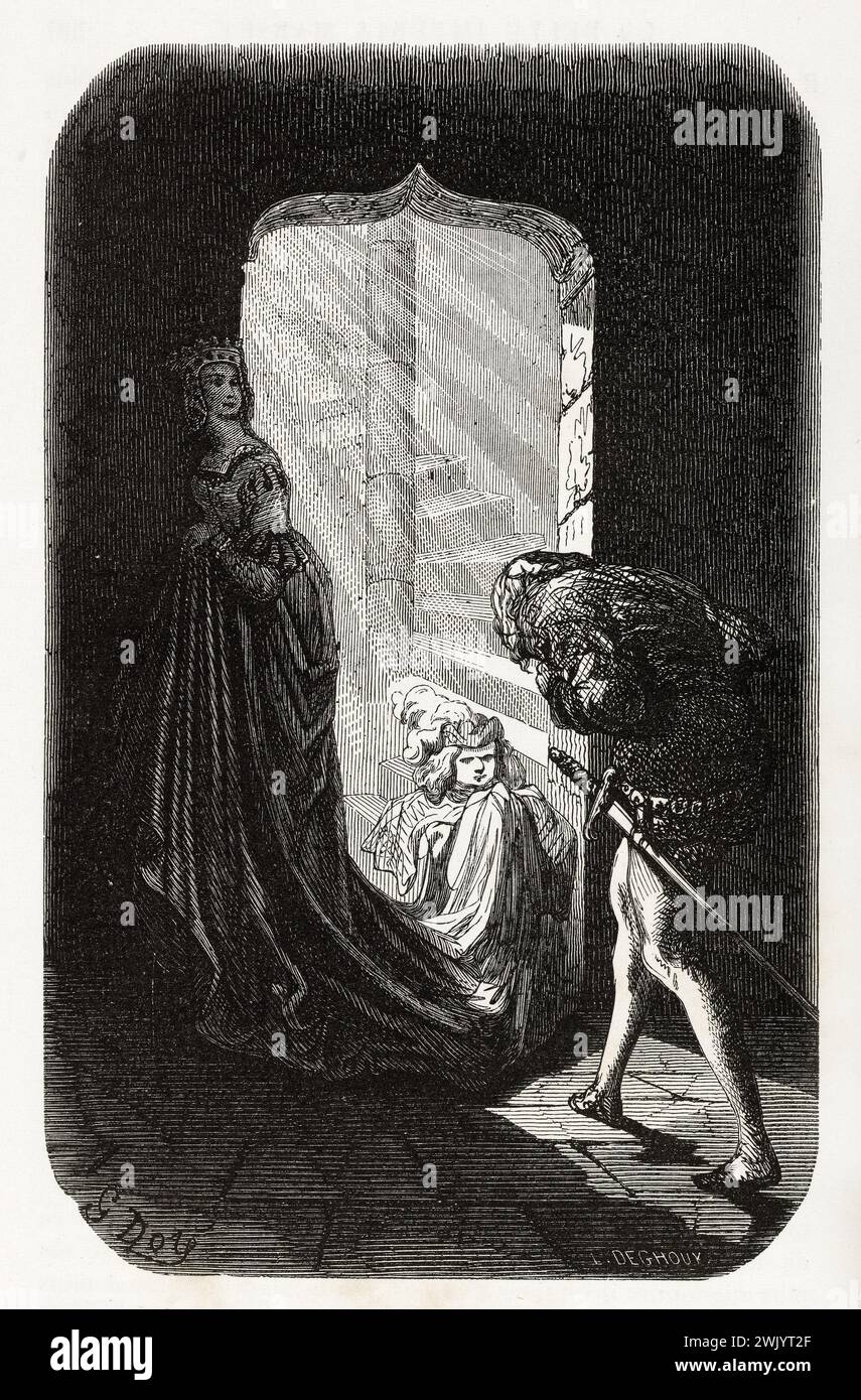 Gustave Doré (1832-1883), designer et Léopold Deghouy (1821-1861), graveur. 'Explorer.' Illustration pour Honoré de Balzac, 'les contes Dranitiques', Paris : Société générale de librairie, 1855'. Paris, Maison de Balzac. 101791-21 gravure sur bois, illustration d'une œuvre littéraire, 19e 19e 19e 19e 19e xixe siècle, gravure Banque D'Images