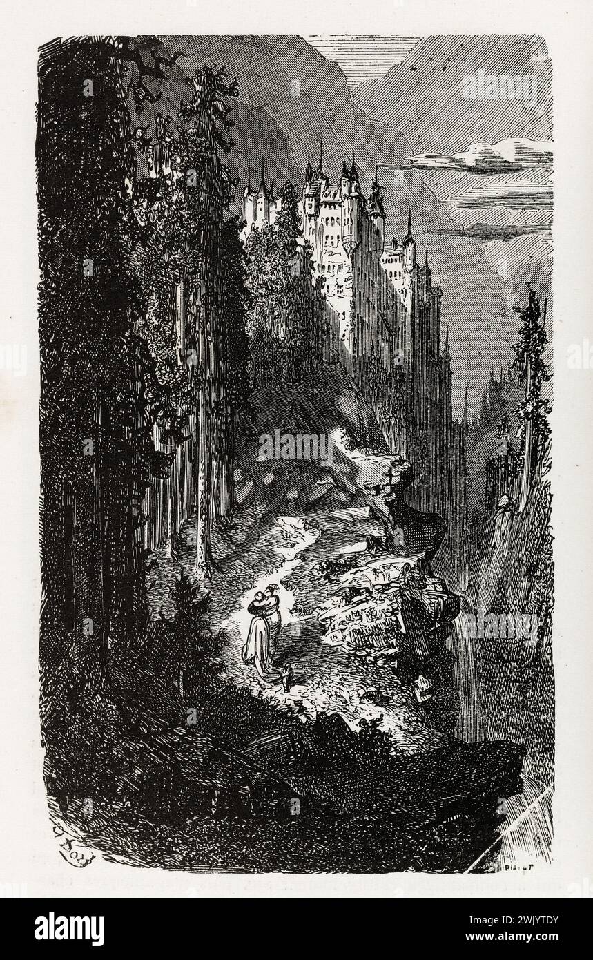 Gustave Doré (1832-1883), designer et François Pierdon (1821-1904), graveur. 'Bonheur idéal.' Illustration pour Honoré de Balzac, 'les contes Dranitiques', Paris : Société générale de librairie, 1855'. Paris, Maison de Balzac. 101791-25 gravure sur bois, illustration d'une œuvre littéraire, 19e 19e 19e 19e 19e xixe siècle, gravure Banque D'Images