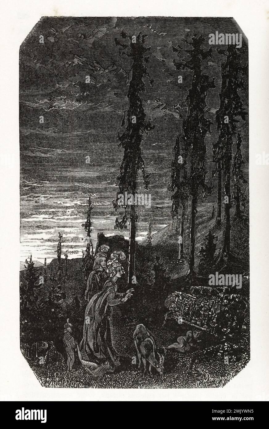 Gustave Doré (1832-1883), designer et François Pierdon (1821-1904), graveur. Higrin de MRS Imperia. Illustration pour Honoré de Balzac, 'les contes Dranitiques', Paris : Société générale de librairie, 1855'. Paris, Maison de Balzac. 101791-28 gravure sur bois, illustration d'une œuvre littéraire, 19e 19e 19e 19e 19e xixe siècle, gravure Banque D'Images