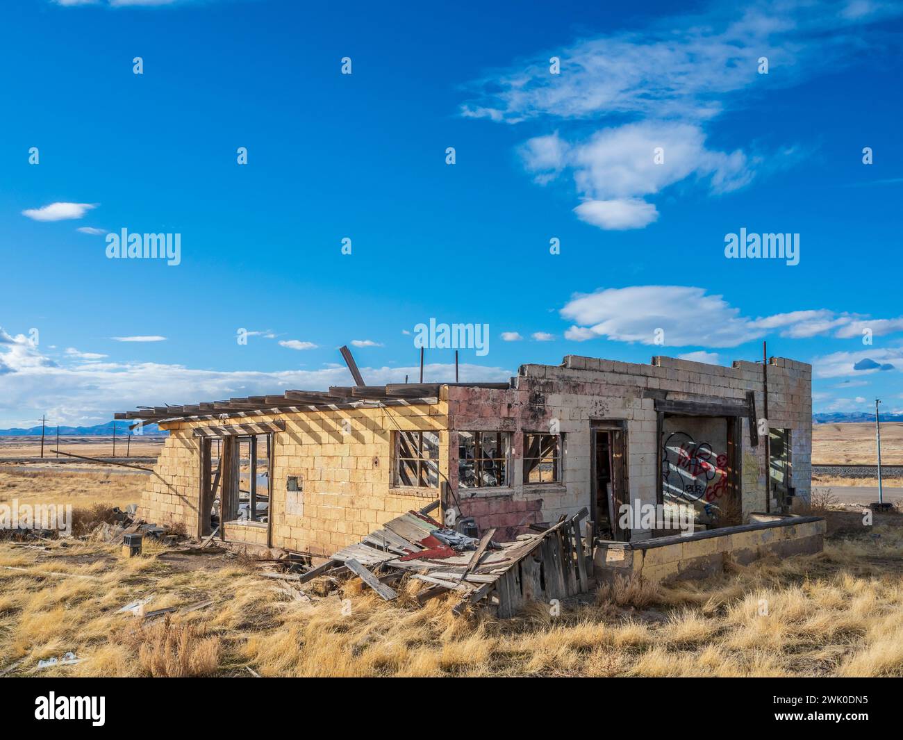 Vestiges d'un ancien bâtiment, Cisco, Utah. Banque D'Images
