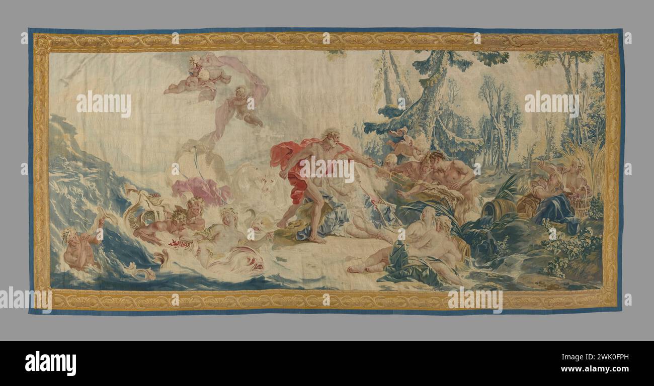 Boucher, François (n.1703-09-29-D.1770-05-30), Neptune et Amymoné (titre principal), 1764. Bio, textiles, laine, soie, réduction de tapisserie : 8 à 9 fils/cm. Petit Palais, Musée des Beaux-Arts de la ville de Paris. Banque D'Images