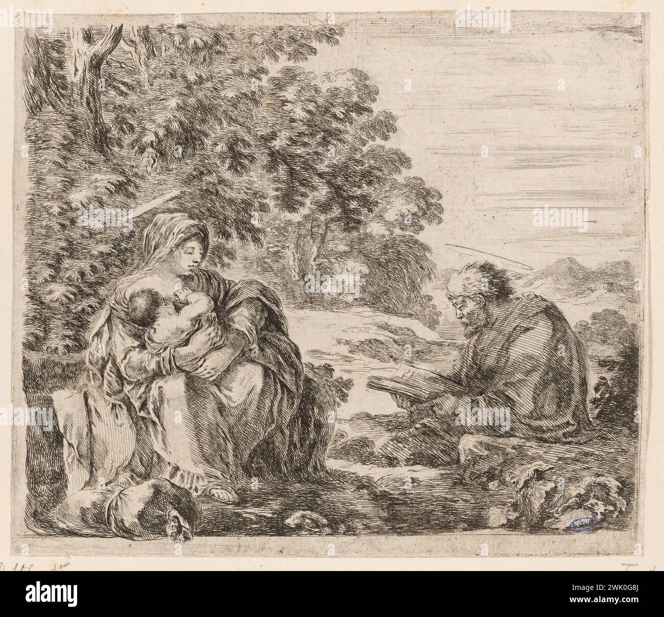 Della Bella, Stefano (dit Étienne de la belle) (n.1610-05-18-D.1664-08-22), repos dans le vol pour l'Egypte. (A. de Vesme 17 ; Dutuit 156) (titre principal). Gravure. Petit Palais, Musée des Beaux-Arts de la ville de Paris. Banque D'Images