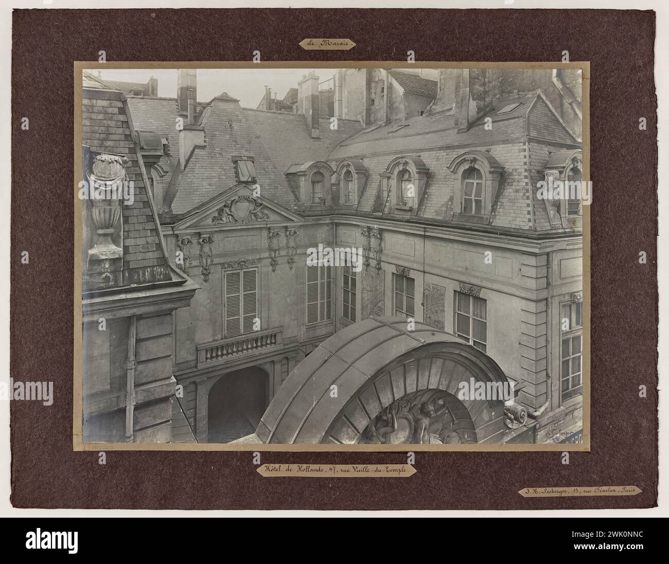 Séeberger, Jules (n.1872 - D.1932), le Marais. Hôtel de Holland, 47 rue vieille-du-Temple, 4ème arrondissement, Paris. (Titre factice), 1905. Dessin avec barre gélatino-argentée. Musée Carnavalet, histoire de Paris. Banque D'Images