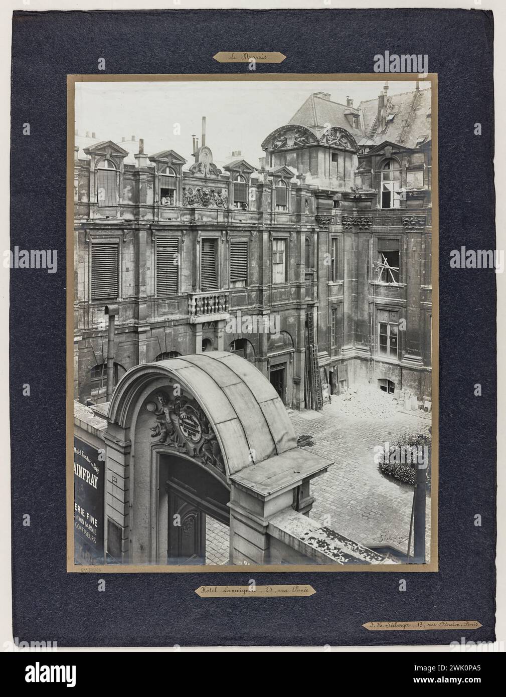 Séeberger, Jules (n.1872 - D.1932), le Marais. Hôtel Lamoignon, 24. Rue pavée, 4ème arrondissement, Paris. (Titre factice), 1905. Dessin avec barre gélatino-argentée. Musée Carnavalet, histoire de Paris. Banque D'Images