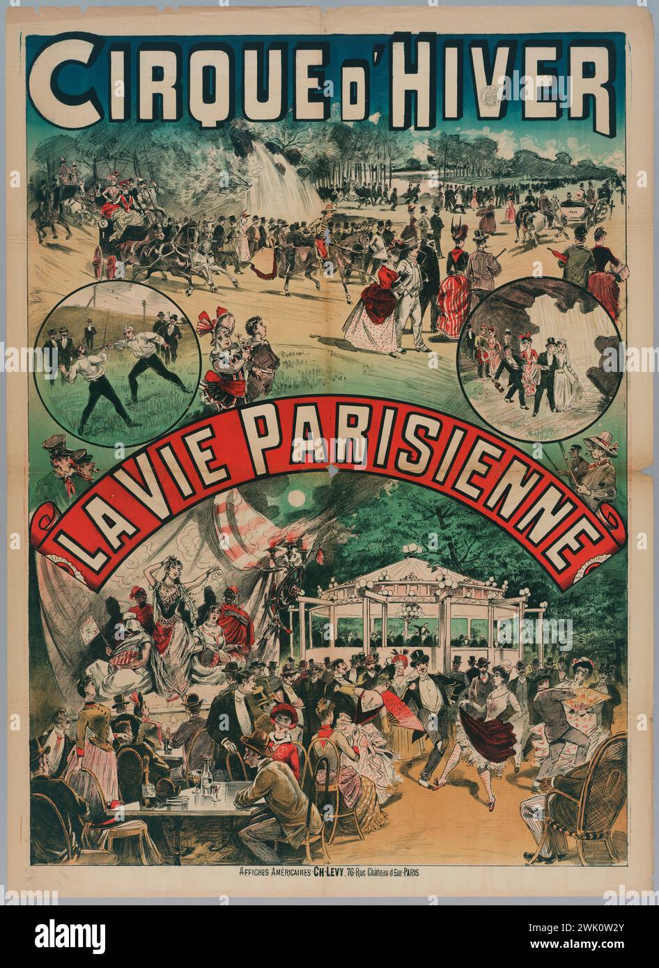 Anonyme, cirque hivernal/ vie parisienne (titre enregistré (lettre)), 1882. Lithographie en couleurs. Musée Carnavalet, histoire de Paris. Banque D'Images