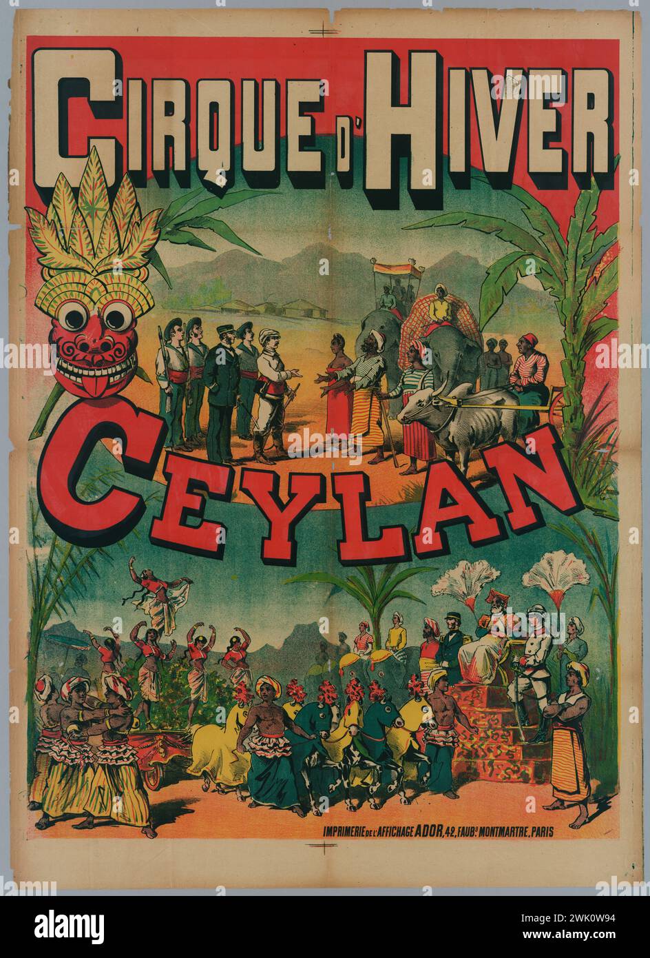 Anonyme, Winter Circus/ Ceylon (titre enregistré (lettre)), 1887. Lithographie en couleurs. Musée Carnavalet, histoire de Paris. Banque D'Images