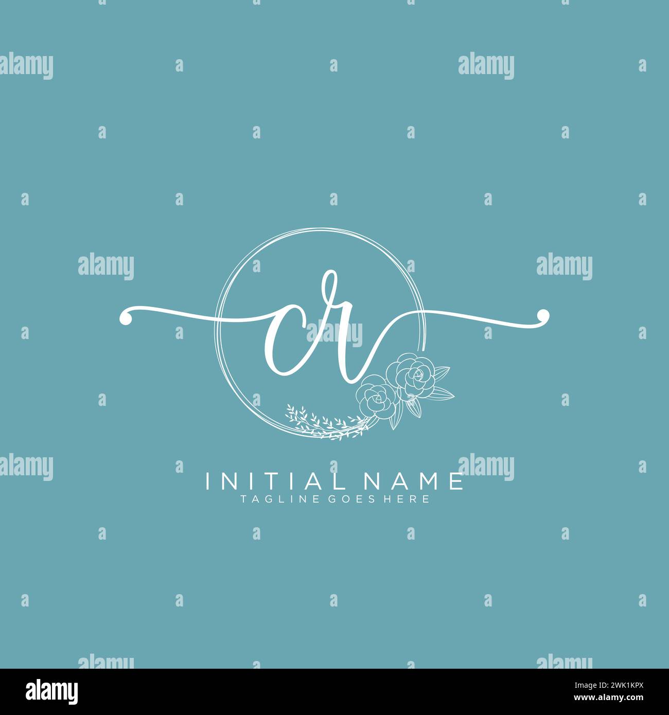 CR logo manuscrit initial avec cercle Illustration de Vecteur
