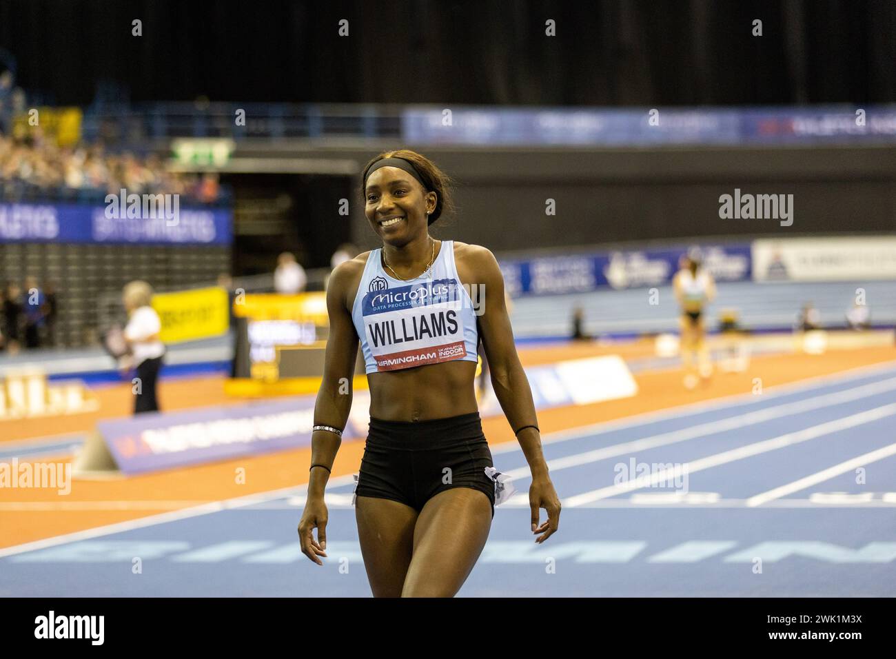 Birmingham, 17 février 2024, finale du 60m Women- WILLIAMS Bianca, crédit : Aaron Badkin/Alamy Live News Banque D'Images