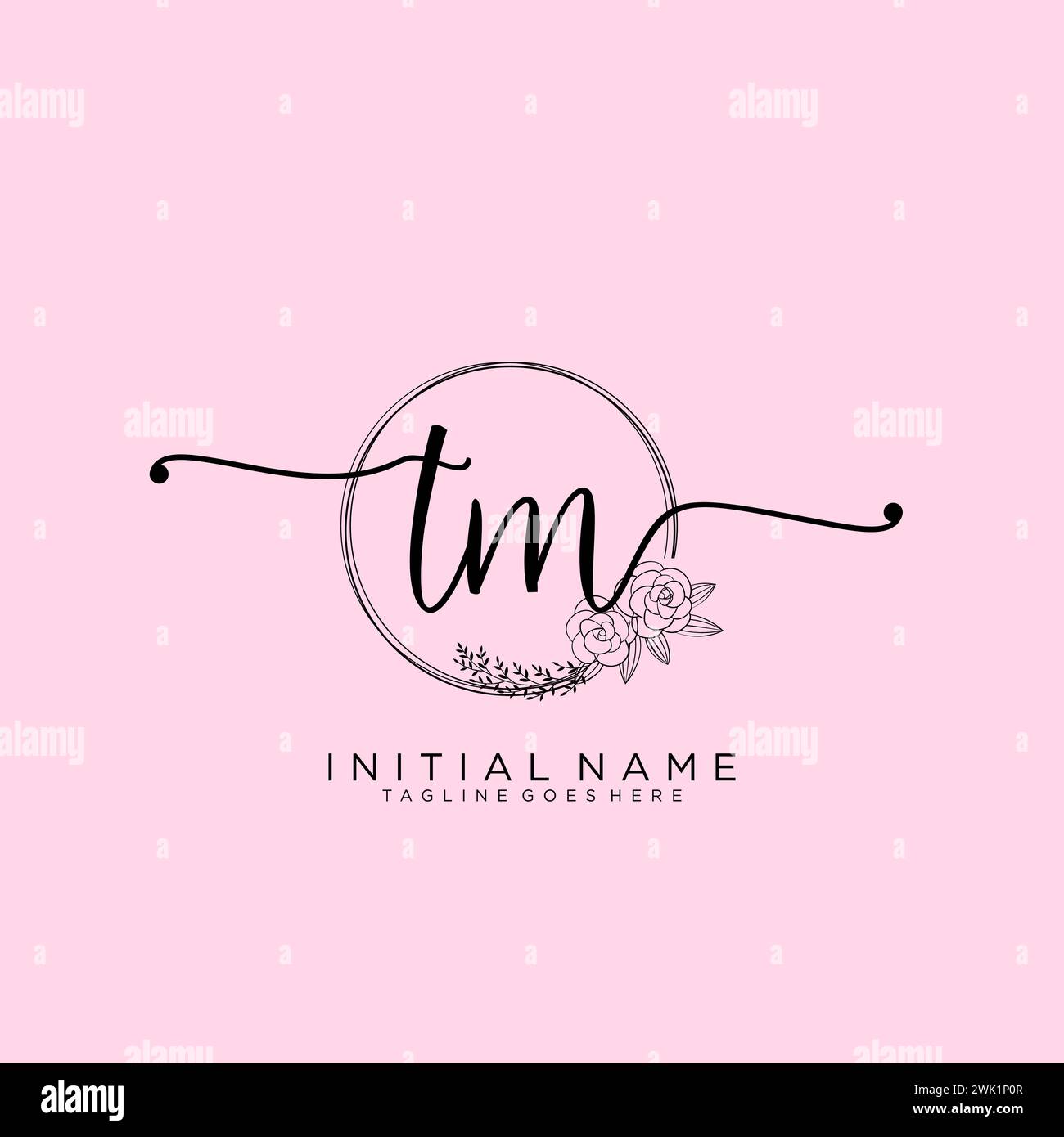 TM logo d'écriture manuscrite initial avec cercle Illustration de Vecteur