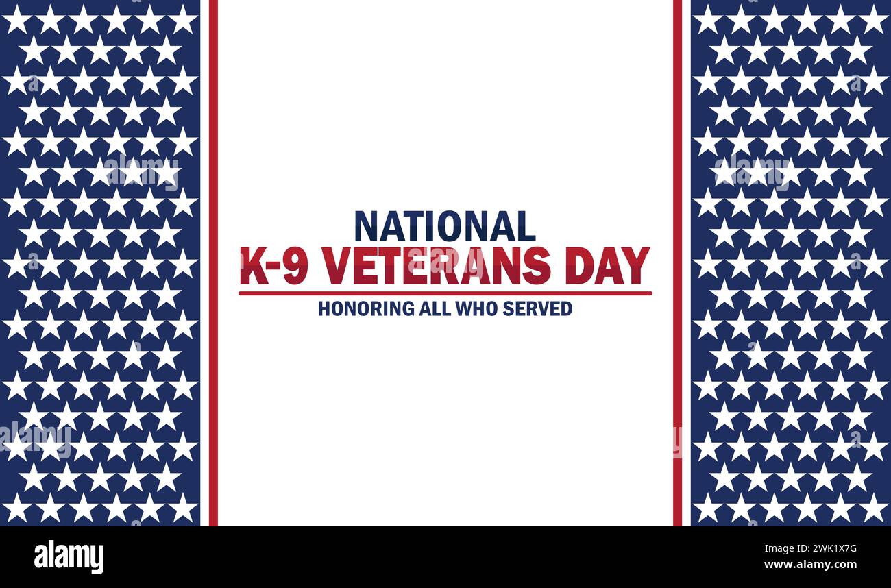 Papier peint National K 9 Veterans Day avec typographie. Honorer tous ceux qui ont servi. Journée nationale des anciens combattants K 9, contexte Illustration de Vecteur