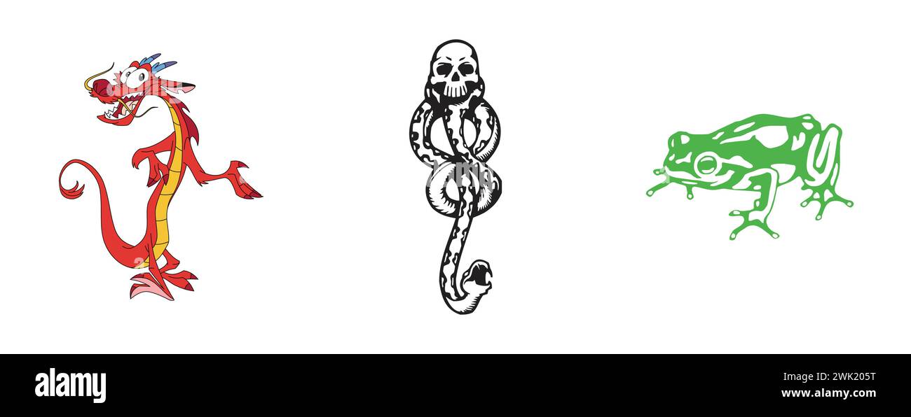 Frog Design, Dark Mark, Mulan. Collection de logos éditoriaux Arts et design. Illustration de Vecteur