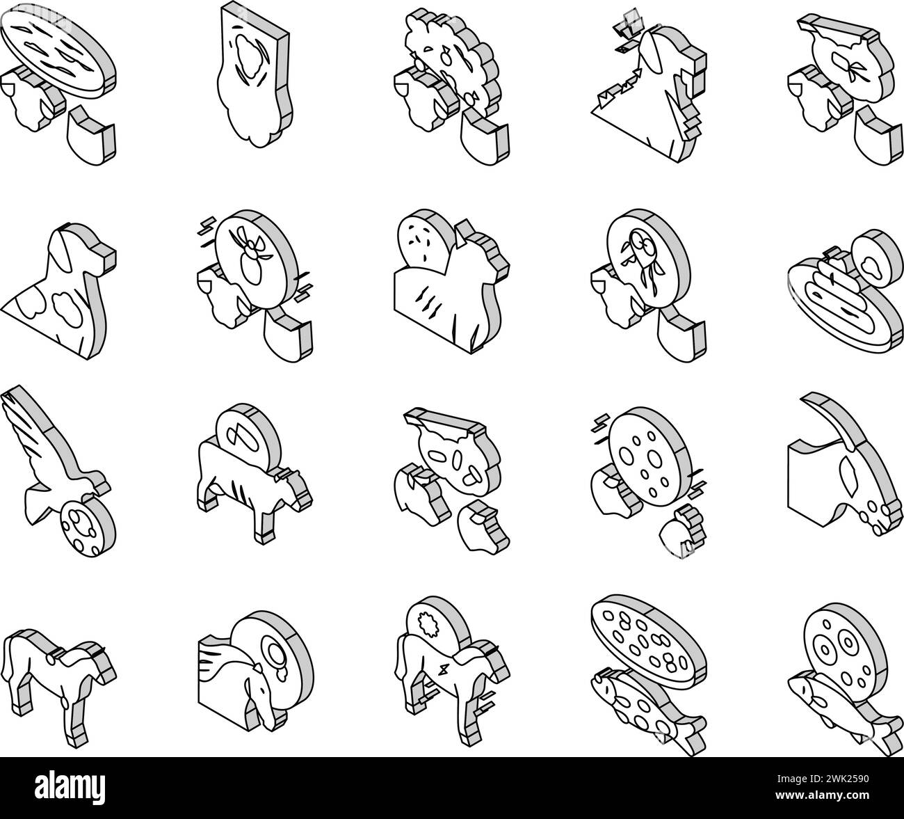 Vecteur de jeu d'icônes isométriques de problème de maladie d'animal familier Illustration de Vecteur