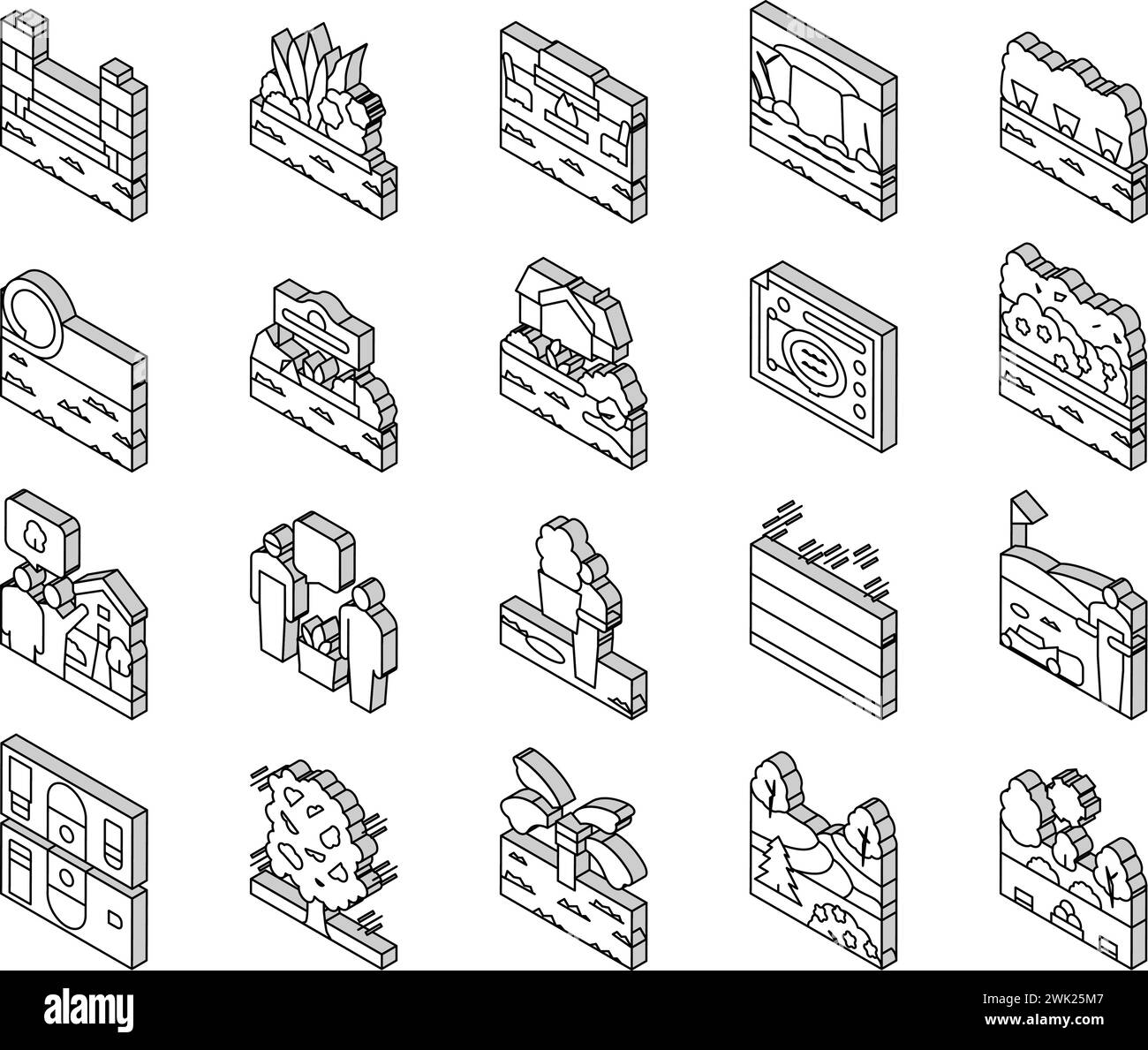 Paysage Design et Accessoires icônes isométriques set vecteur Illustration de Vecteur