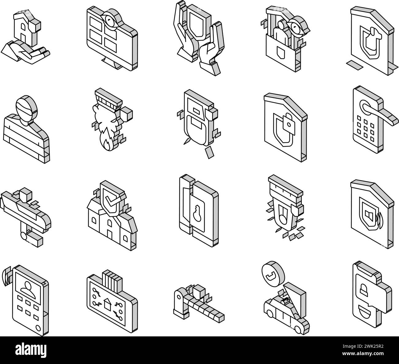 Collection de dispositifs de sécurité à domicile icônes isométriques ensemble vecteur Illustration de Vecteur