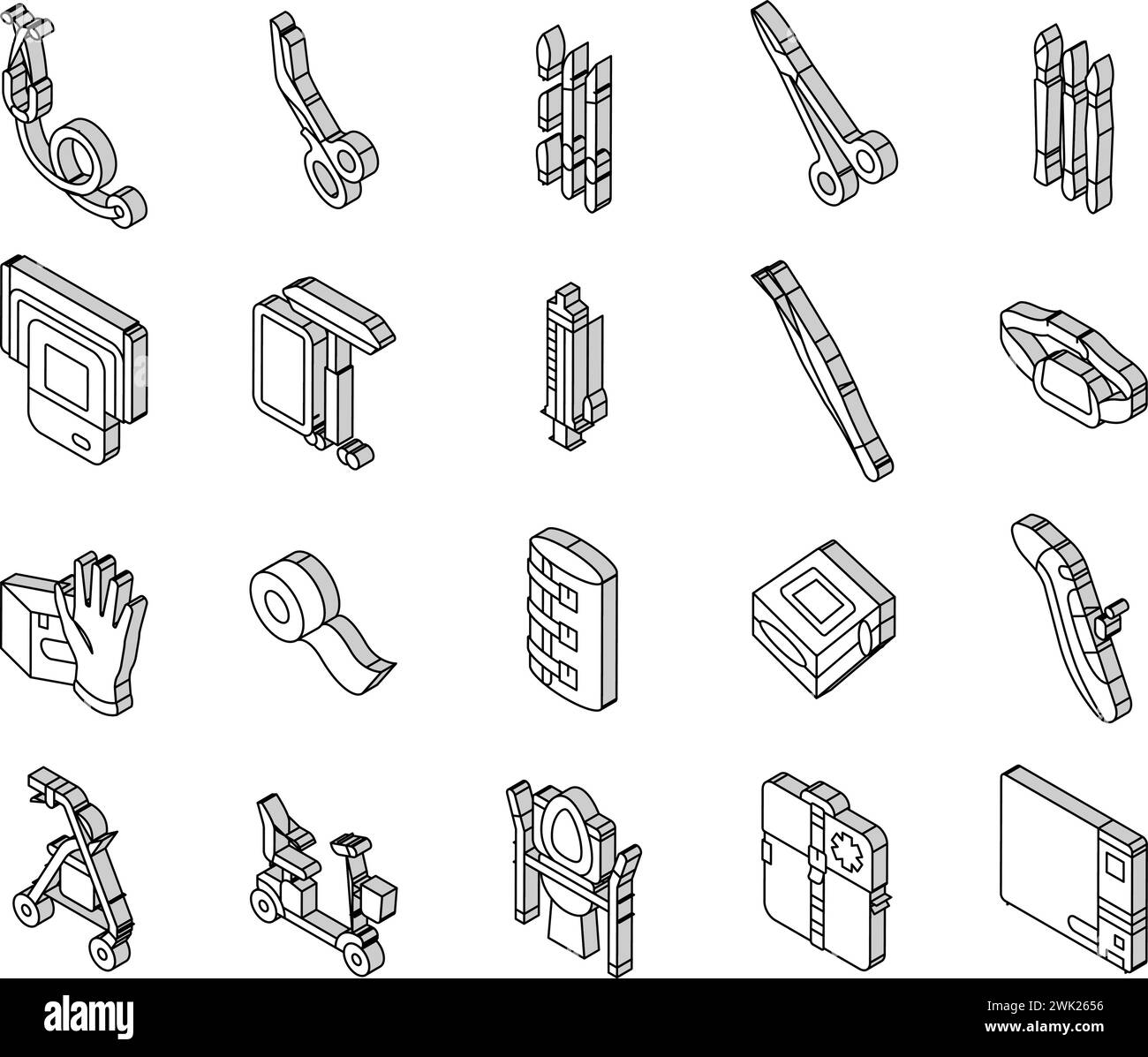 Vecteur de jeu d'icônes isométriques d'instrument et d'équipement médical Illustration de Vecteur