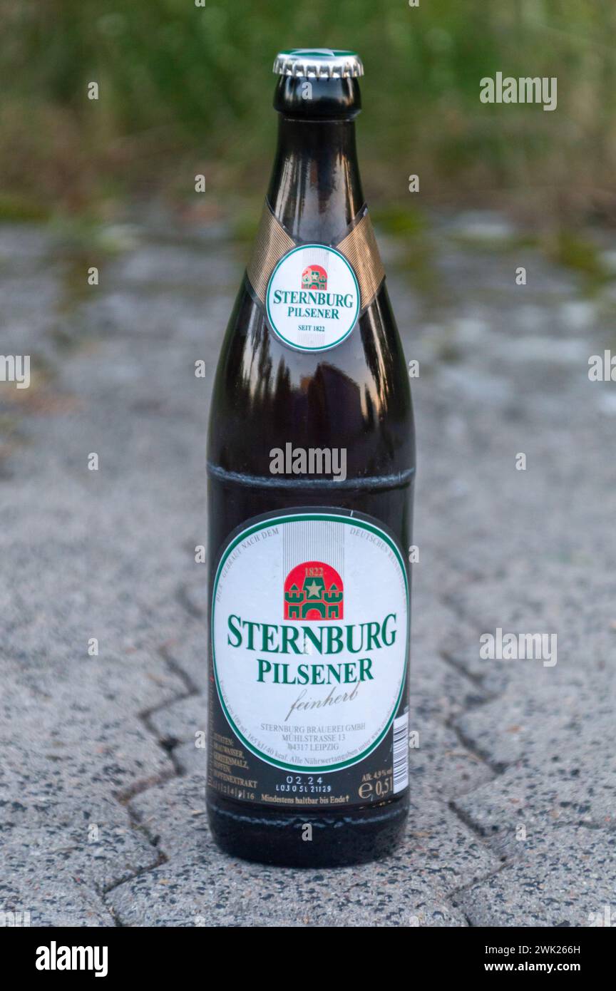 Genthin, Allemagne - 9 septembre 2023 : bouteille de bière Pilsener de Sternburg. Banque D'Images