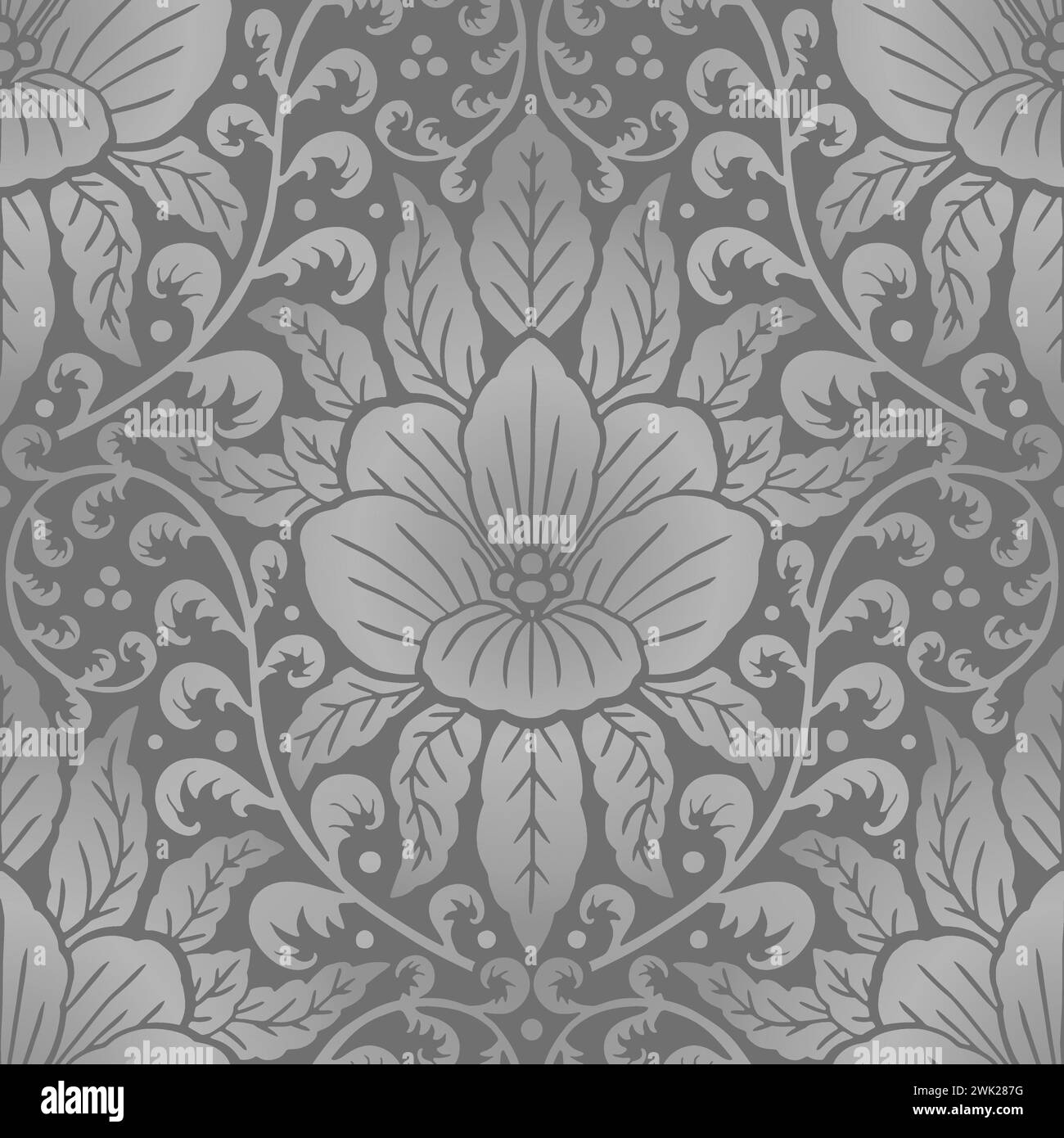 Motif Damas gris sans couture avec motifs tropicaux Illustration de Vecteur