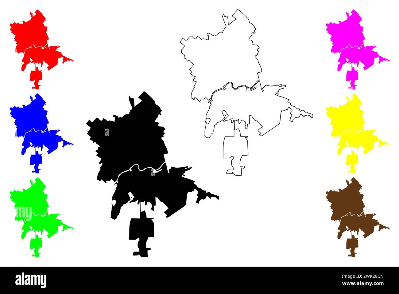 Illustration vectorielle de carte de la ville de Mogilev (République de Biélorussie), croquis de gribouillage carte Mahilyow Illustration de Vecteur