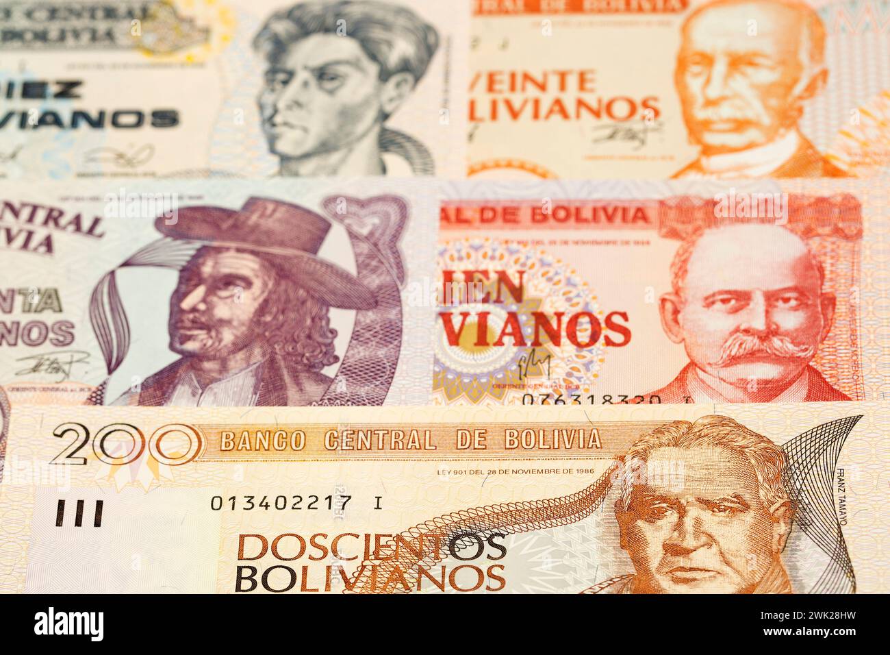 L'argent - Bolivie Boliviano un arrière-plan d'affaires Banque D'Images