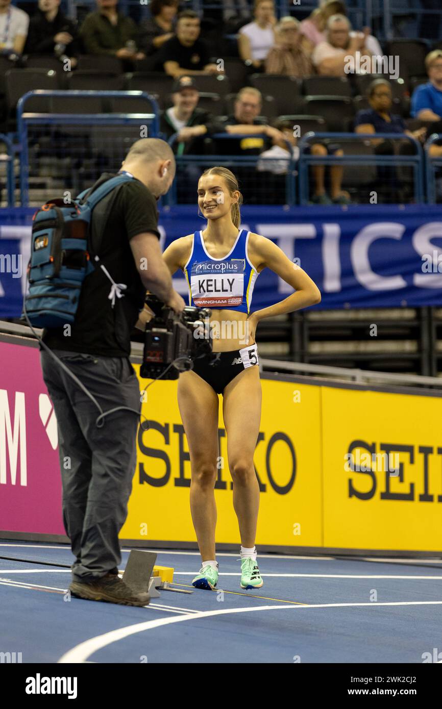 Birmingham, 17 février 2024, demi-finale du 400m Women- KELLY Hannah, Credit : Aaron Badkin/Alamy Live News Banque D'Images