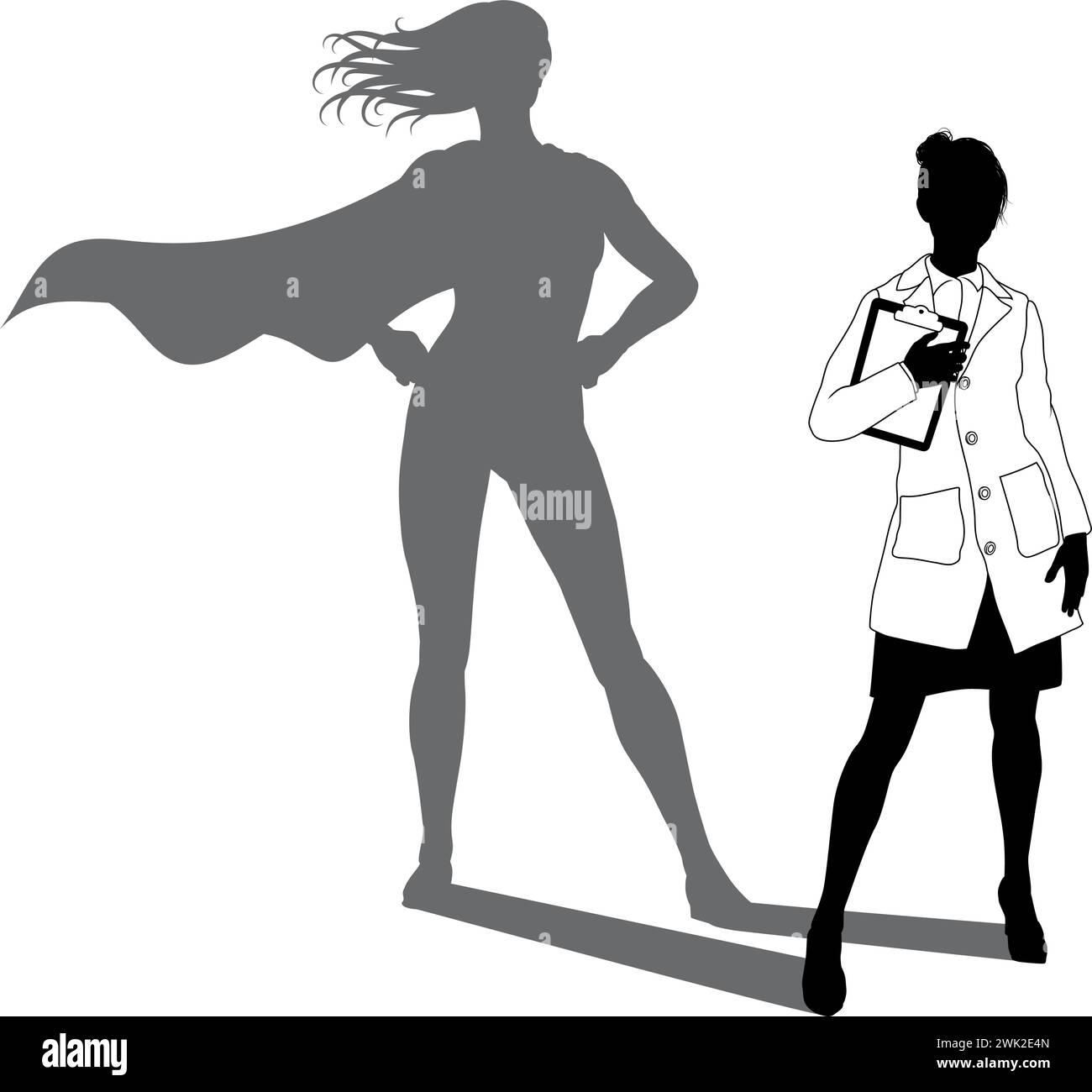 Super-héros Biologiste Super Hero Shadow Silhouette Illustration de Vecteur