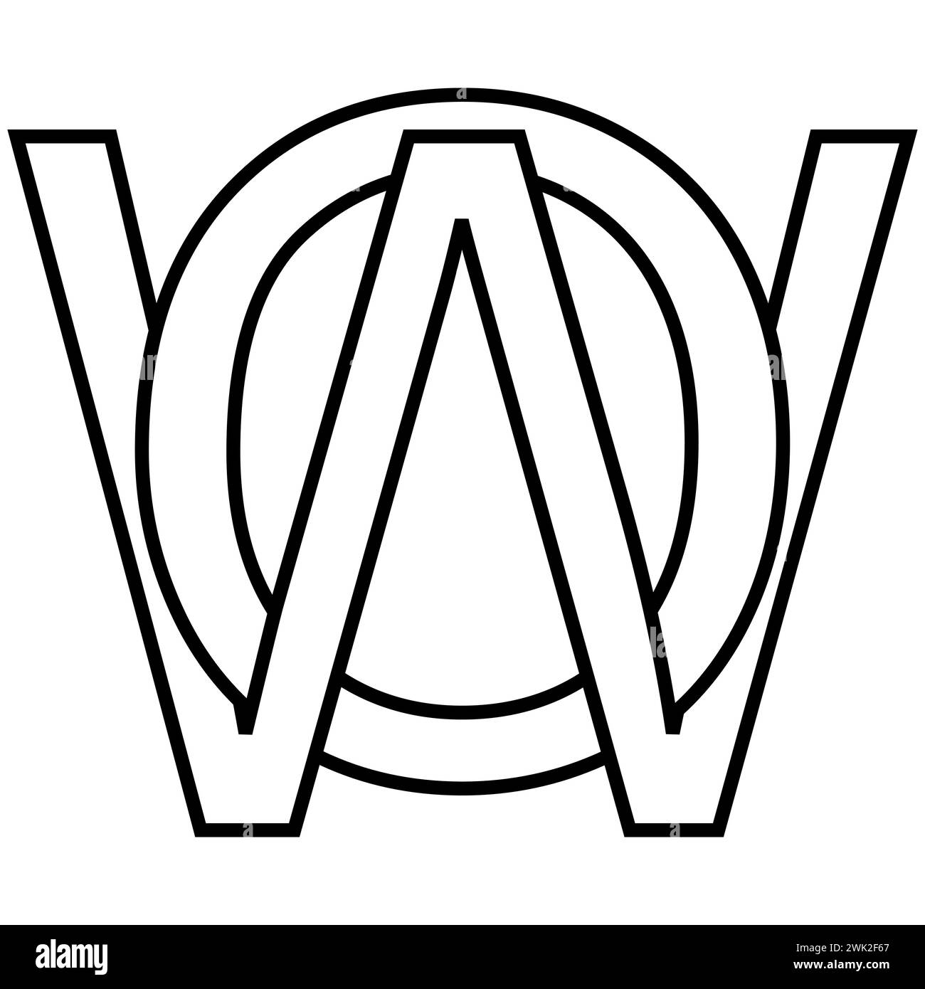 Logo signe ow, WO icône double lettres logotype w o Illustration de Vecteur