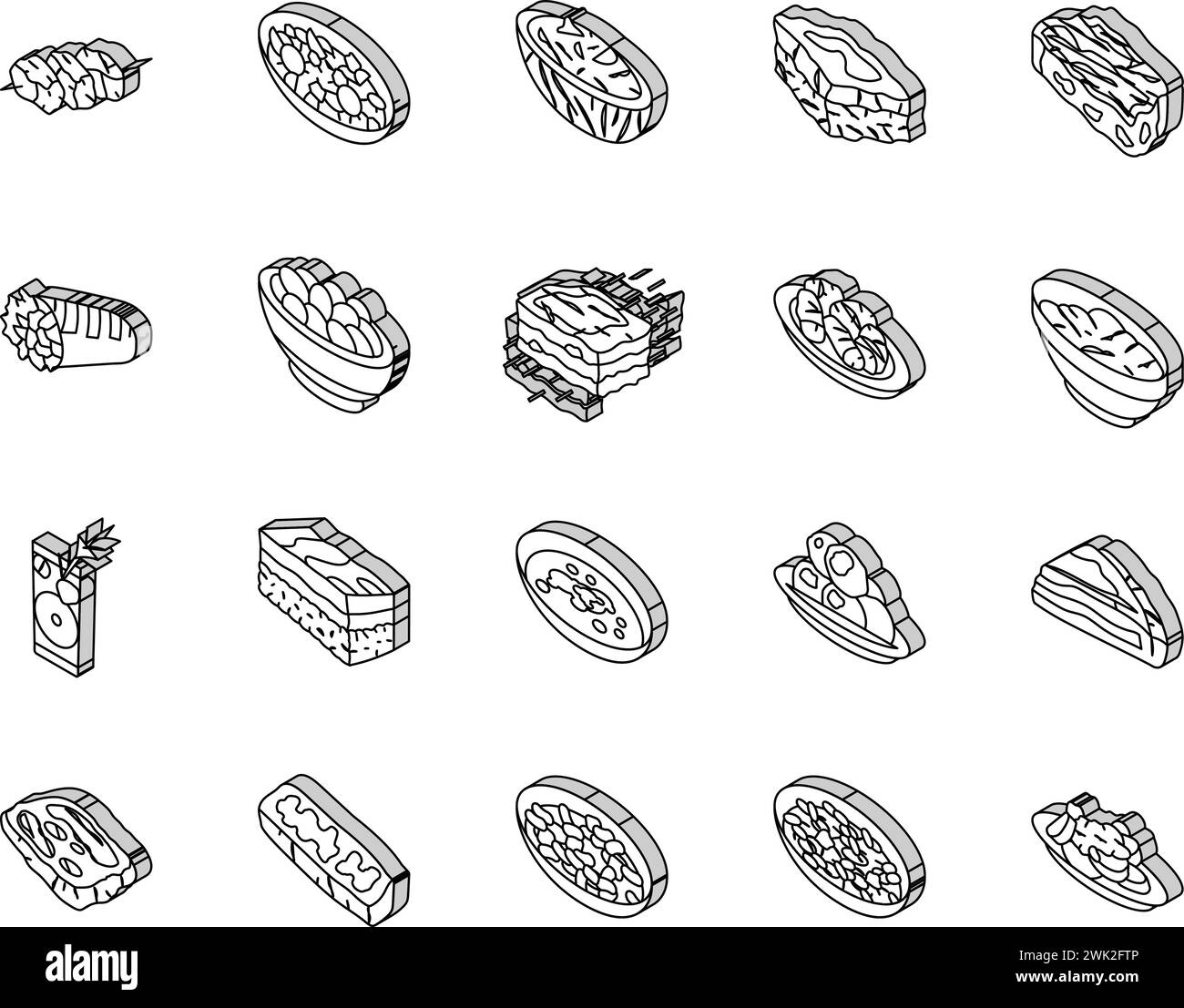 vecteur de jeu d'icônes isométriques de déjeuner de cuisine grecque Illustration de Vecteur