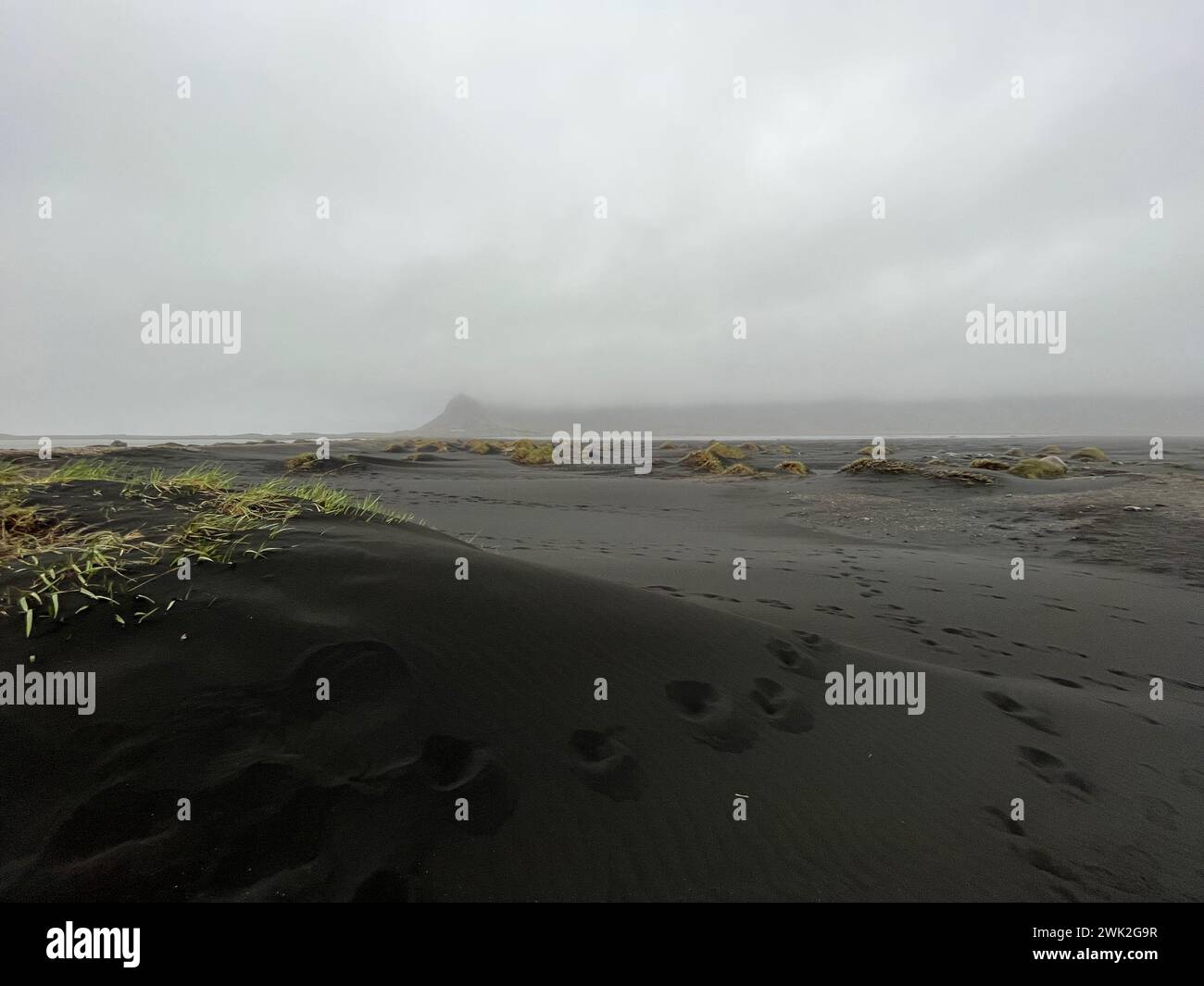 Plage noire de Stokknes à Hofn (Islande) près du village viking Banque D'Images