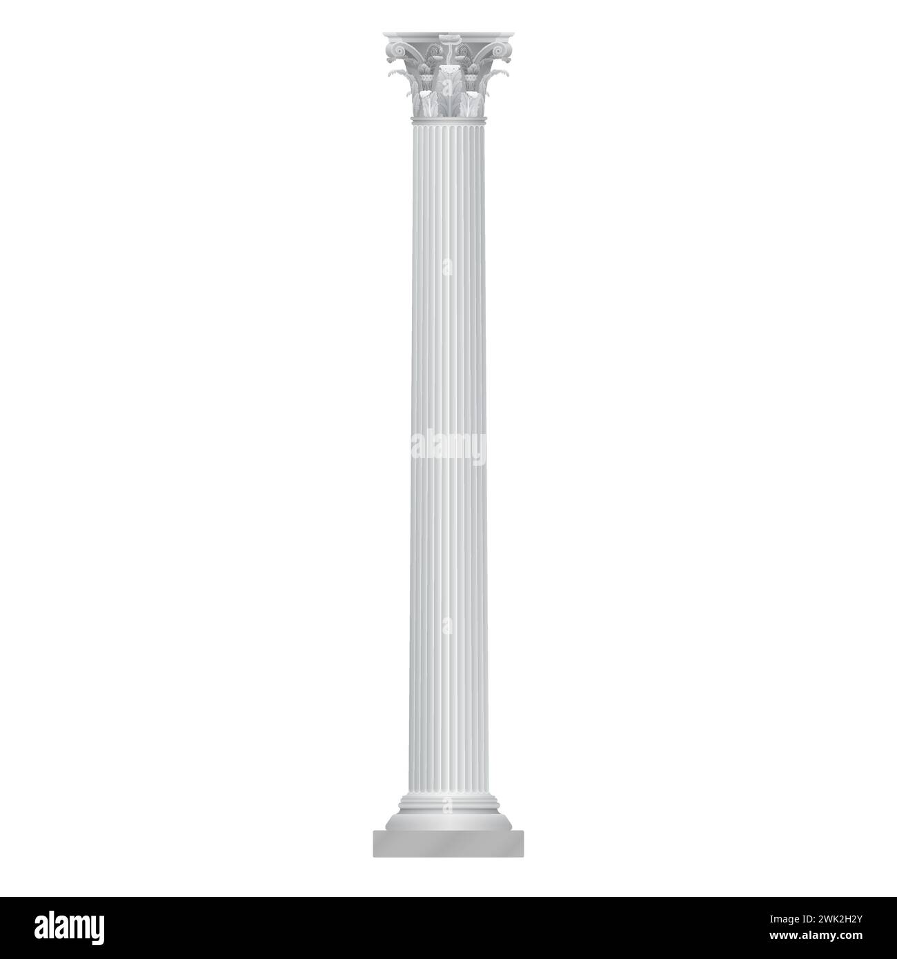 Pilier blanc 3D, colonne de marbre classique avec illustration vectorielle de texture décorative Illustration de Vecteur