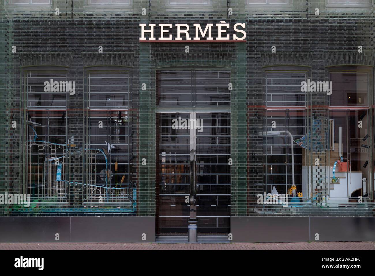 Maison Hermès dans la P.C.Hooftstraat, la rue commerçante la plus luxueuse des pays-Bas. Banque D'Images