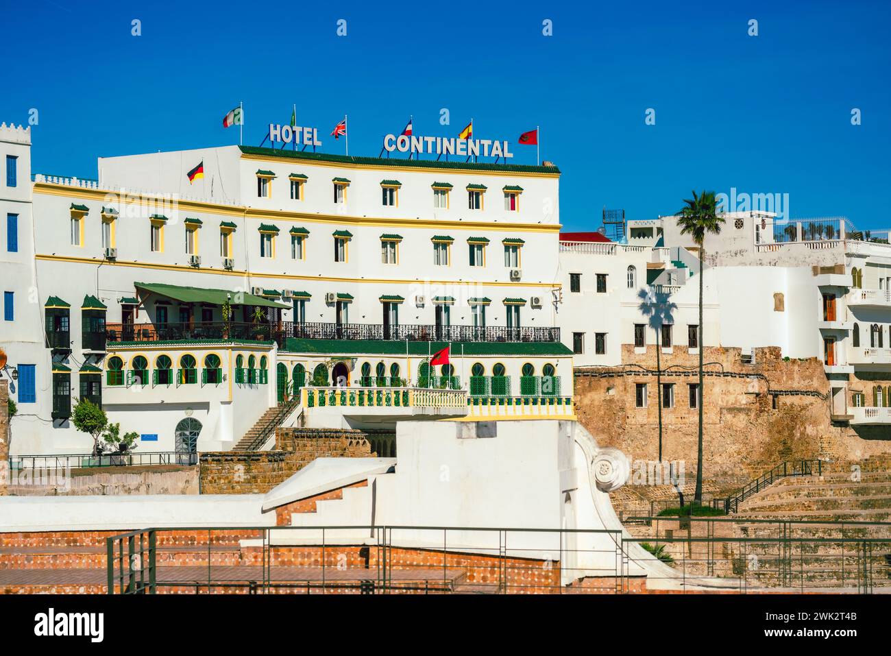 Tanger, Maroc, 23 et 24 janvier. L'Hôtel Continental construit en 1870 est l'un des plus anciens hôtels de Tanger Banque D'Images