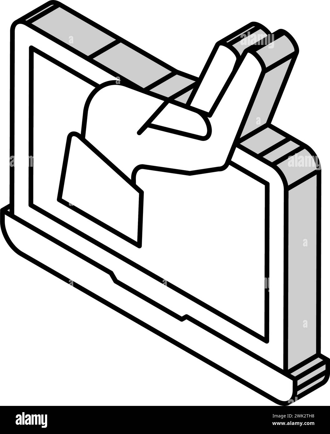 main sur l'illustration vectorielle d'icône isométrique de l'écran d'ordinateur portable Illustration de Vecteur