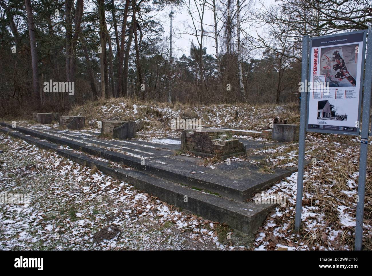 Peenemunde, Allemagne - 10 janvier 2024 : site de développement et de production des fusées V1 et V2 à Peenemunde pendant la seconde Guerre mondiale. Tests sur le B Banque D'Images
