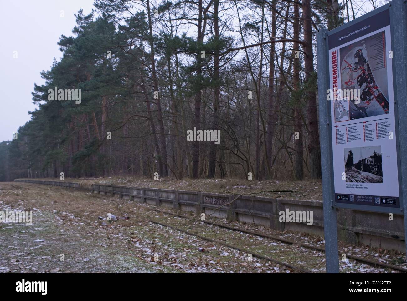 Peenemunde, Allemagne - 10 janvier 2024 : site de développement et de production des fusées V1 et V2 à Peenemunde pendant la seconde Guerre mondiale. Tests sur le B Banque D'Images