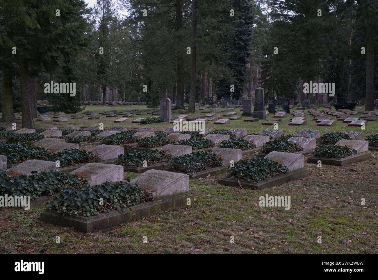 Potsdam, Allemagne - 23 janvier 2024 : ce cimetière de guerre de l'Armée rouge contient les tombes de 2398 soldats soviétiques qui ont été tués en 1945 pendant la seconde Guerre mondiale Banque D'Images