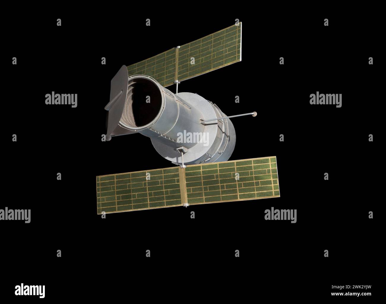 Modèle du télescope réfléchissant Hubble Cassegrain dans l'espace. Lancé depuis la navette spatiale 1990 de la NASA. Orbite au-dessus de l'atmosphère terrestre toutes les 97 minutes Banque D'Images