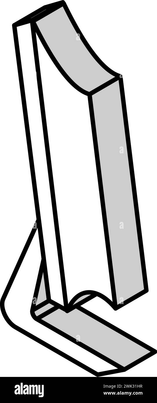 illustration vectorielle d'icône isométrique d'écran d'ordinateur courbe Illustration de Vecteur