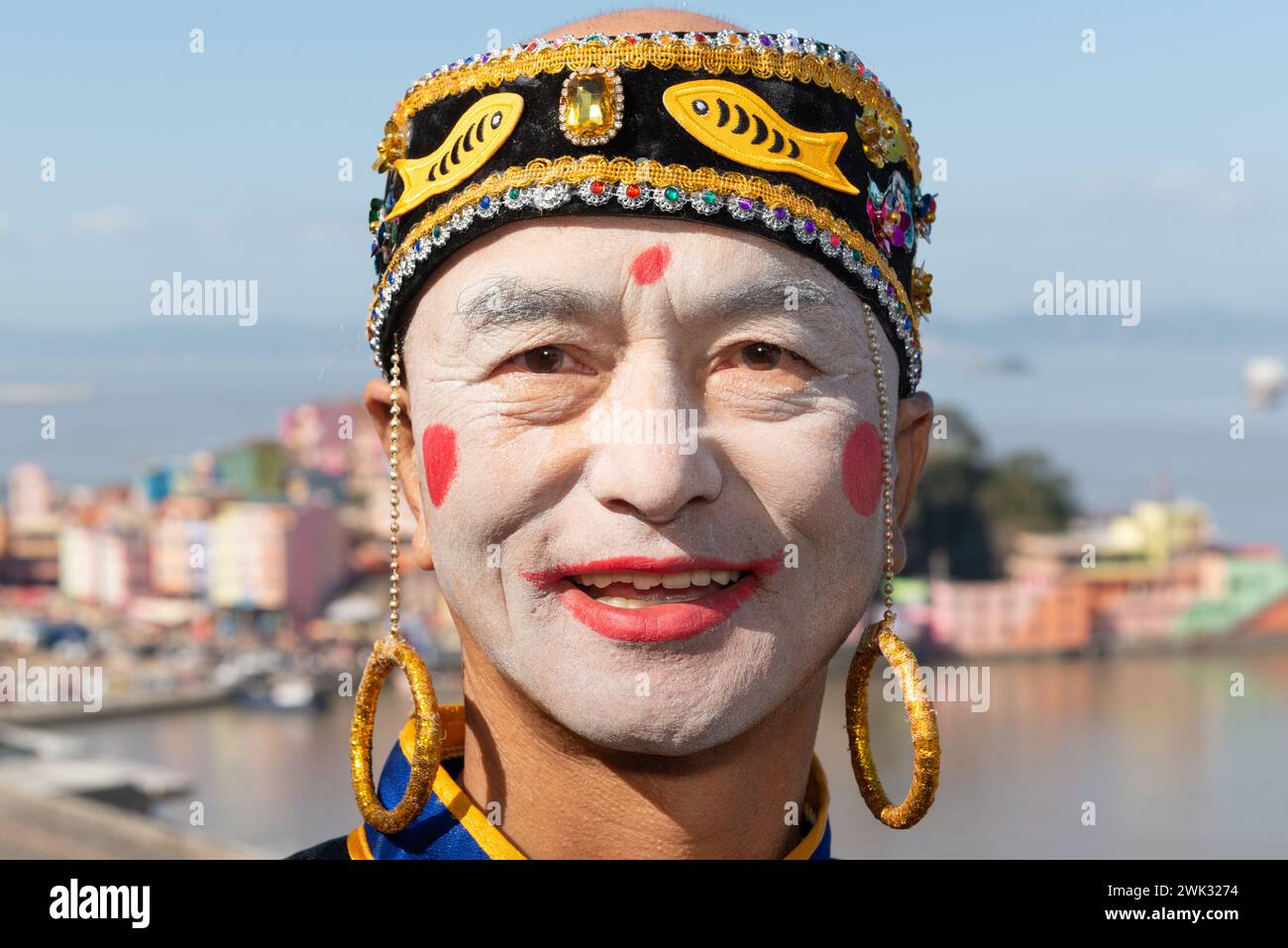 Interprète avec maquillage chinois traditionnel Banque D'Images