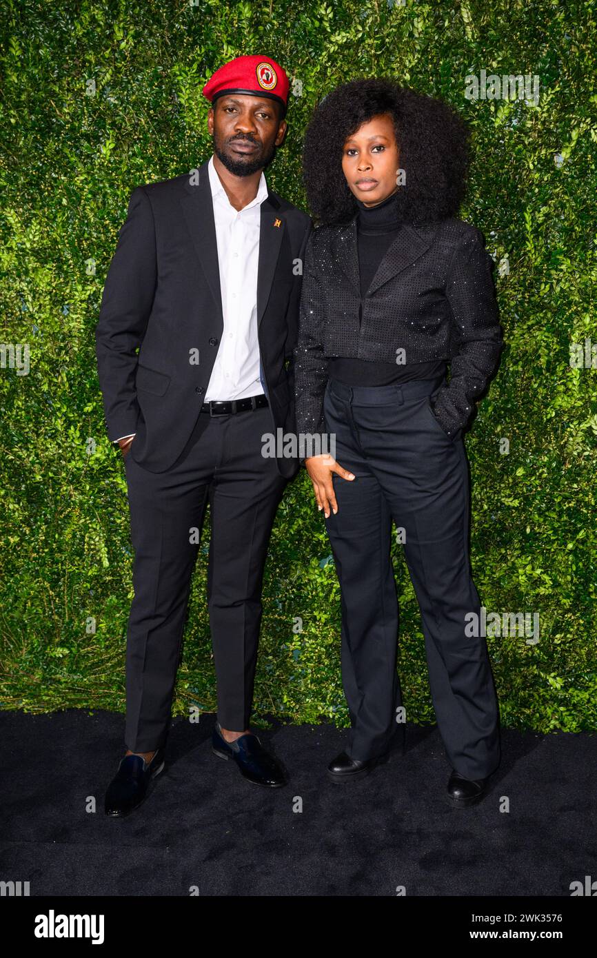 Londres, Royaume-Uni. Samedi 17 février 2024. Bobi Wine et Barbie Kyagulanyi assistent à la Charles Finch and Chanel 2024 Pre-BAFTA Party, au Hertford Street Club, Londres. Le crédit photo devrait se lire comme suit : Matt Crossick/Empics/Alamy Live News Banque D'Images