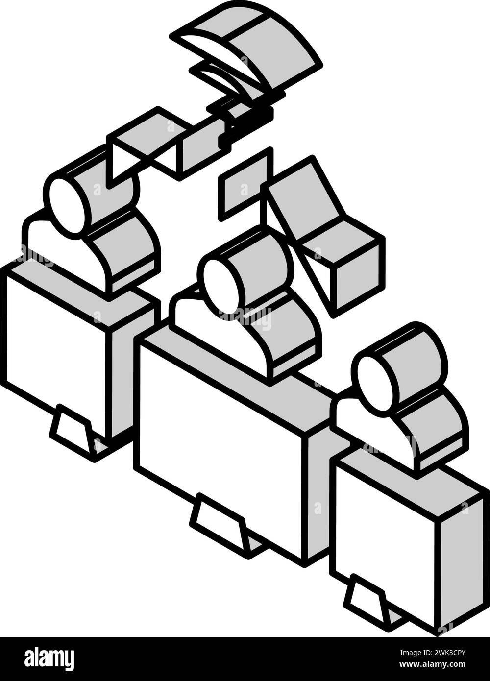 illustration vectorielle d'icône isométrique de connexion internet sans fil de travail d'équipe Illustration de Vecteur