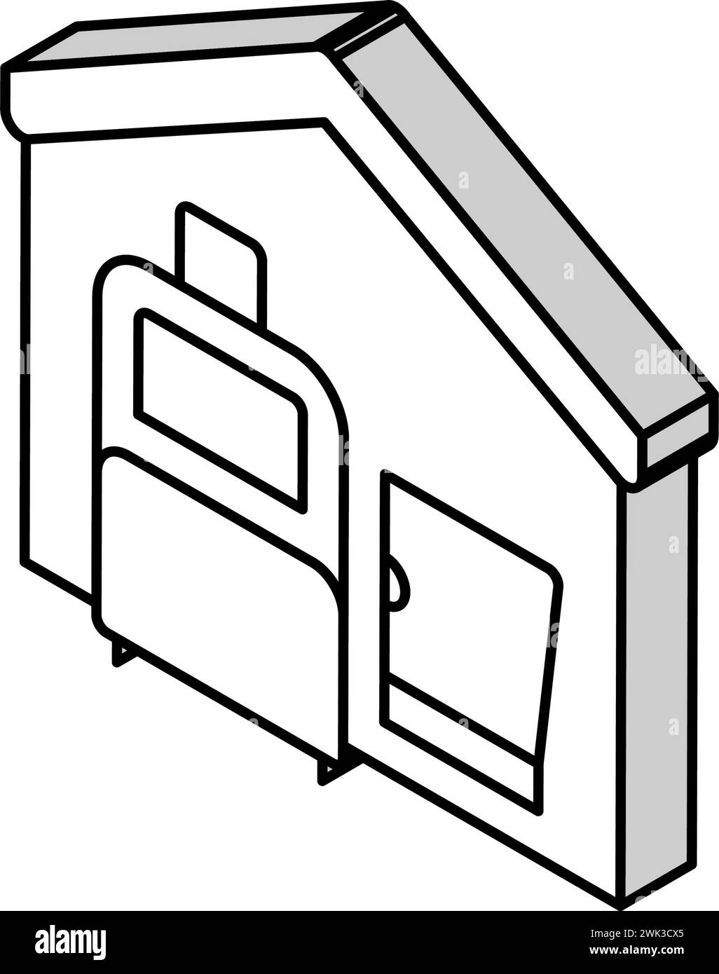 bagages et ordinateur portable dans l'illustration vectorielle d'icône isométrique de la maison Illustration de Vecteur