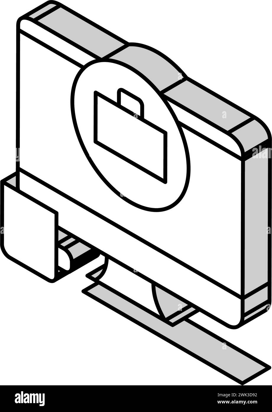 illustration vectorielle d'icône isométrique d'écran d'ordinateur de travail à distance Illustration de Vecteur
