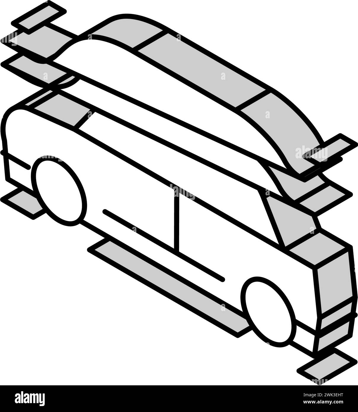 illustration vectorielle d'icône isométrique d'essai aérodynamique de voiture Illustration de Vecteur