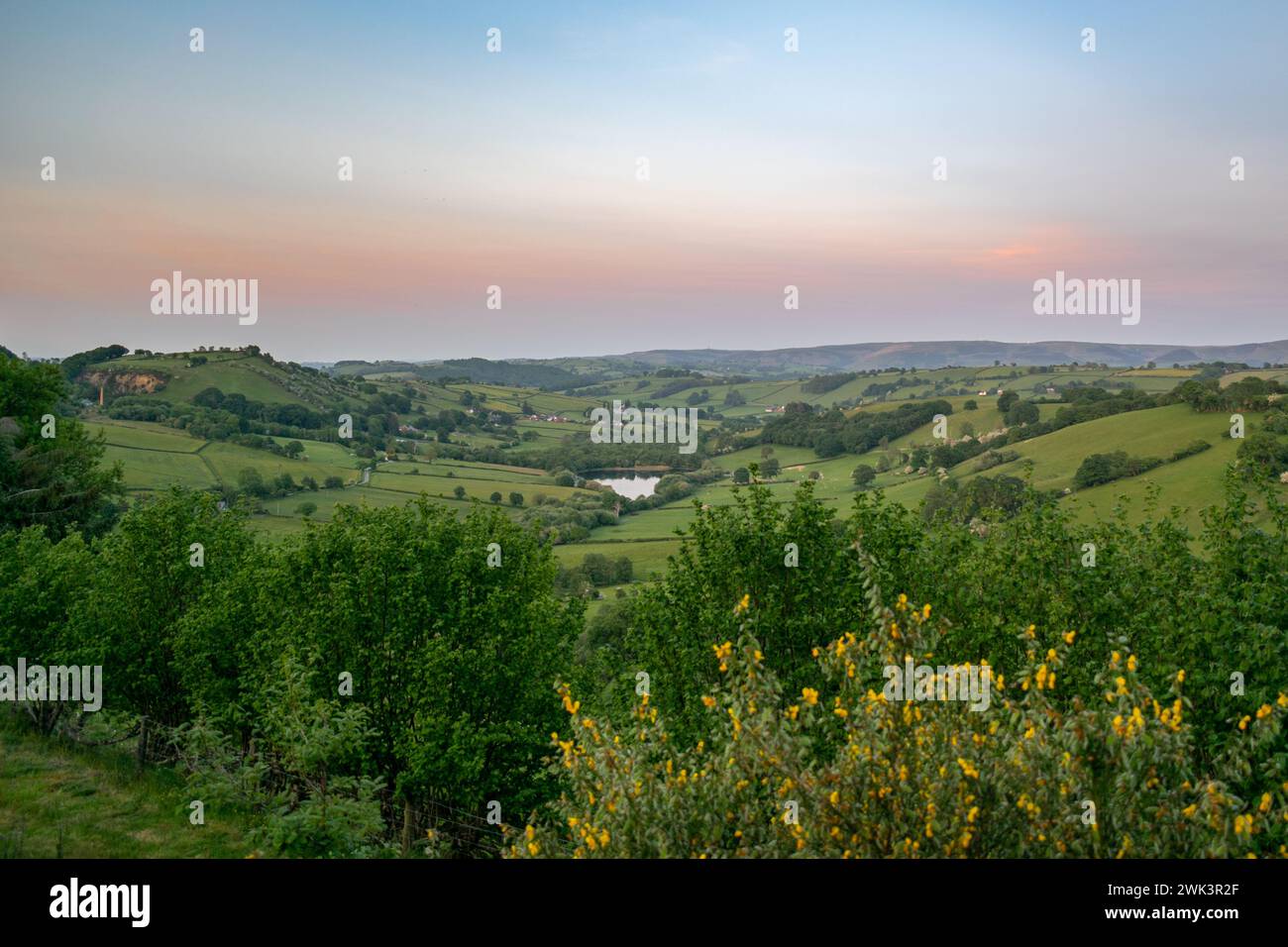 Vue sur la vallée depuis y Fan, Llanidloes Banque D'Images
