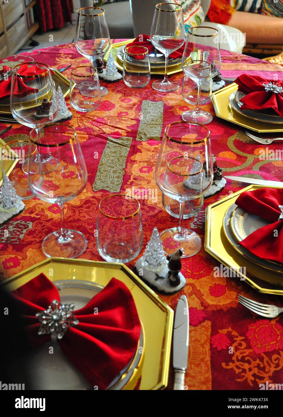 Set de table festive pour Noël Banque D'Images